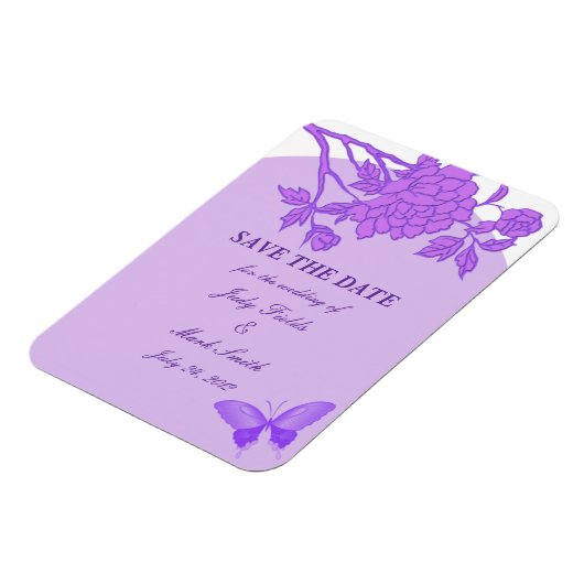 Lila Blume Benutzerdefiniert Datum speichern Magnet (Linke Seite)