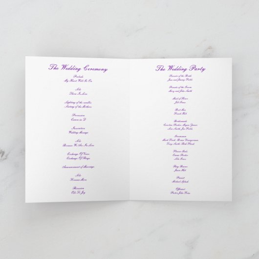 Lila Blume Benutzerdefinierte Programmkarte Programm (Innenseite)