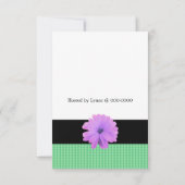 Lila Blume Black Ribbon Geburtstag Einladung (Rückseite)