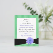 Lila Blume Black Ribbon Hochzeit Einladung (Stehend Vorderseite)