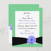 Lila Blume Black Ribbon Hochzeit Einladung (Vorne/Hinten)