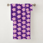 Lila Blume blüht Badhandtuch Set (Insitu)