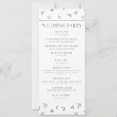 Lila Blume blüht botanische Hochzeitsprogramme (Rückseite)