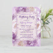 Lila Blume blüht Geburtstagspartei Einladung (Stehend Vorderseite)