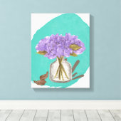 lila Blume - Blumengemälde - 11 x 14 Zoll Leinwanddruck (Insitu (Holzboden))