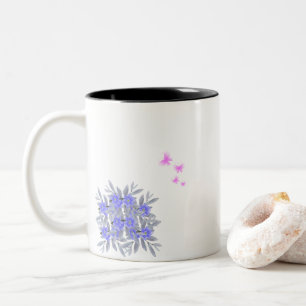Lila Blume Blumenrosa Schmetterlingsmuster Tasse