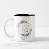 Lila Blume Blumenschmetterlinge Muster meines Lebe Zweifarbige Tasse (Links)