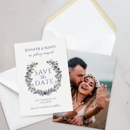 Lila Blume Boho Save the Date Foto Einladung