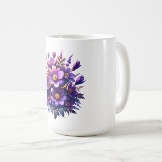Lila Blume Boquet Tasse (VorderseiteRechts)