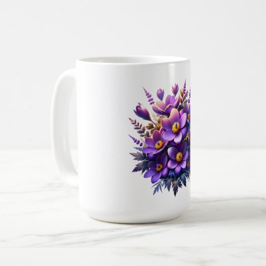 Lila Blume Boquet Tasse (Vorderseite Links)
