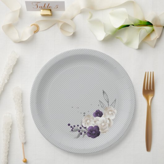 lila Blume botanisch Pappteller (Hochzeit)