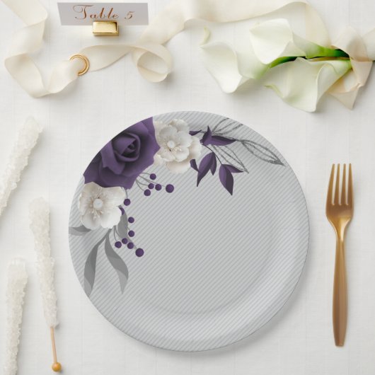 lila Blume botanisch Pappteller (Hochzeit)