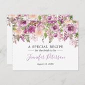Lila Blume Brautparty Rezept Karte (Vorne/Hinten)