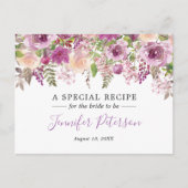 Lila Blume Brautparty Rezept Karte (Vorderseite)
