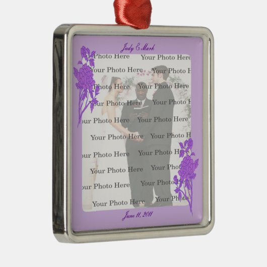 Lila Blume Custom Square Silver Ornament (Rechts)