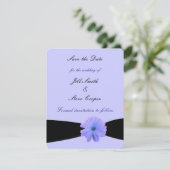 Lila Blume der Black Ribbon Save the Date (Stehend Vorderseite)