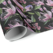 Lila Blume der Wasserfarbe Schwarz Geschenkpapier (Rolleneckpunkt)