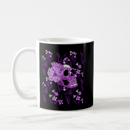 Lila Blume des Schädels Coole Beängstigende Blüten Kaffeetasse (Links)