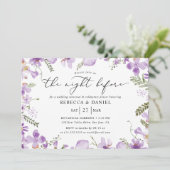 Lila Blume Die Nacht vor der Probe Abendessen Einladung (Stehend Vorderseite)