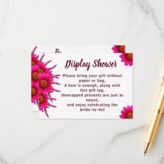 Lila Blume Display Bridal Polterabend Begleitkarte (Vorderseite/Rückseite Beispiel)