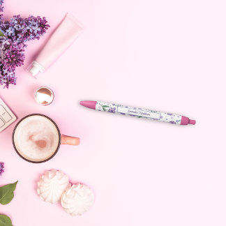 Lila Blume Ditsy-Stil Mit Monogramm Kugelschreiber