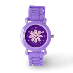 Lila Blume Doodle Armbanduhr