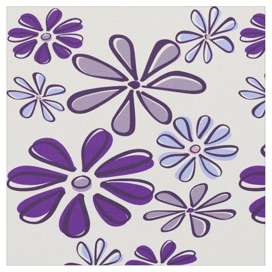 Lila Blume Doodle Fabric Stoff (Nahaufnahme)