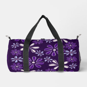 Lila Blume Doodle-Muster Duffle Bag