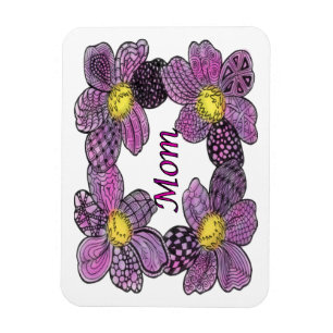 Lila Blume Doodled MAMA Design Magnet