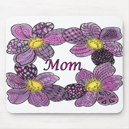 Lila Blume Doodled MAMA Design Mousepad (Vorne)