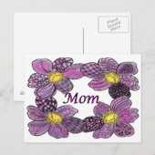 Lila Blume Doodled MAMA Design Postkarte (Vorne/Hinten)