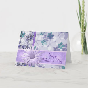 Lila Blume druckt glücklichen Muttertag Karte