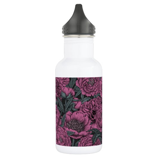 Lila Blume Edelstahlflasche (Links)