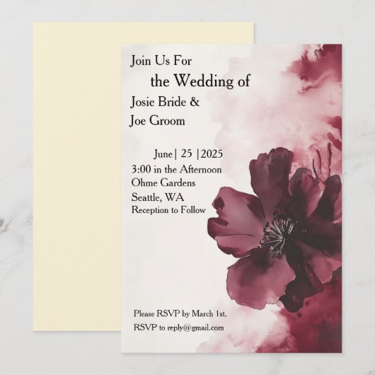 Lila Blume Einladung (Vorne/Hinten)