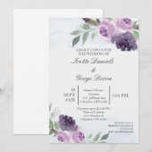 Lila Blume Einladung (Vorne/Hinten)