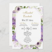 lila Blume Einladung Quinceanera (Vorne/Hinten)