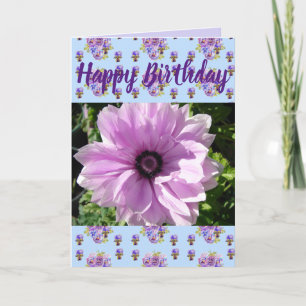 Lila Blume Floral Foto Happy Birthday Card Karte
