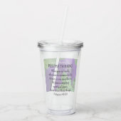 Lila Blume Foto Bible Verse Positives Denken Acryltrinkbecher (Rückseite)