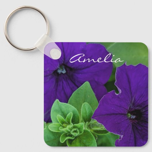 Lila Blume Foto Bible Verse Positives Denken Schlüsselanhänger (Vorderseite)