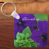 Lila Blume Foto Bible Verse Positives Denken Schlüsselanhänger (Vorderseite)