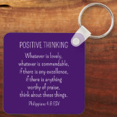 Lila Blume Foto Bible Verse Positives Denken Schlüsselanhänger (Rückseite)