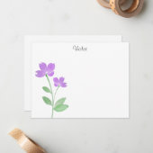 Lila Blume für Wasserfarben - Merkkarte Mitteilungskarte (Vorderseite/Rückseite Beispiel)