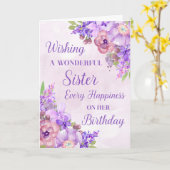 Lila Blume für Wasserfarben Schwester Geburtskarte Karte (Gelbe Blume)