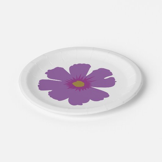 Lila Blume Geburtstag Pappteller (Schrägansicht)