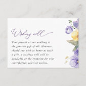 Lila Blume, gelbe Blume, Hochzeitswünsche gut Begleitkarte (Vorderseite)