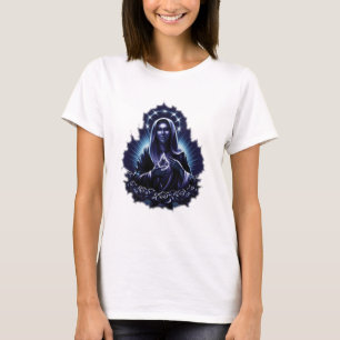 Lila Blume gesegnete Jungfrau Mary T-Shirt