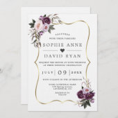 Lila Blume Gold in einer Hochzeit Einladung (Vorne/Hinten)