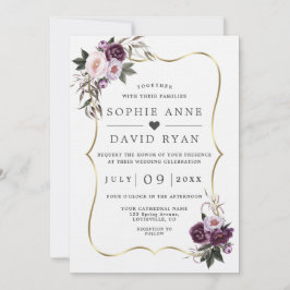 Lila Blume Gold in einer Hochzeit Einladung