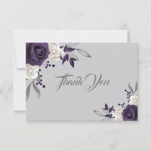 lila Blume grau Dankeskarte (Vorderseite)