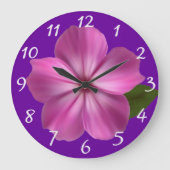 Lila Blume Große Wanduhr (Vorderseite)